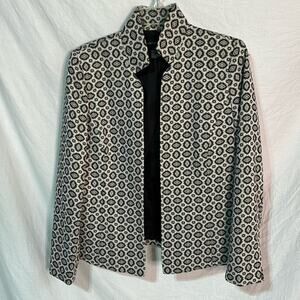 Focus 2000 black white metallic 8 repeating pattern jacket lined euc